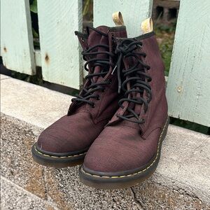 Dr. Martens Burgundy Vegan Leather Boots Combat Boots